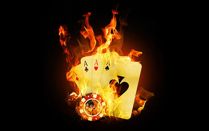 Fire, Card, Poker, Casino, Flame, Aces, HD wallpaper