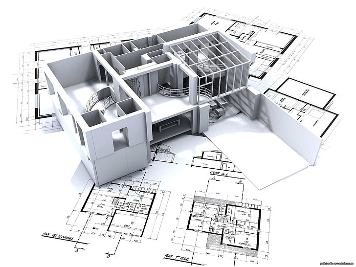 3d view white architecture houses renders Architecture Houses HD Art