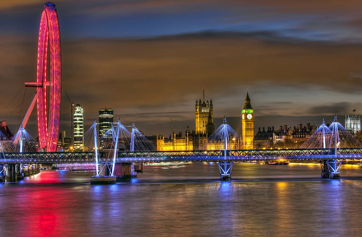 London city, United Kindgom, England, United Kingdom, London Eye, HD wallpaper