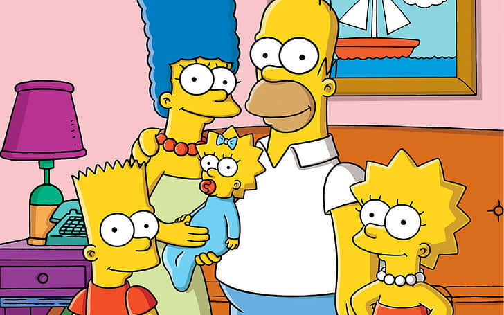 The Simpsons, Cartoon, Family, Homer Simpson, Marge Simpson, Bart Simpson, Lisa Simpson, HD wallpaper