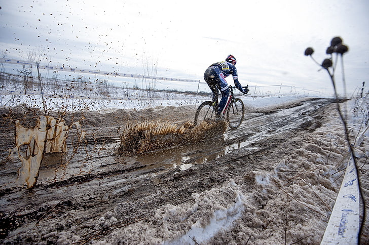 winter, road, snow, bike, mood, race, male, Sport, bicycles