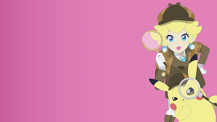 Princess Peach, Pokémon Detective Pikachu, detectives, Sherlock Holmes, HD wallpaper