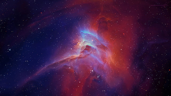 blue and red graphic wallpaper, star, nebula, glow, astronomy