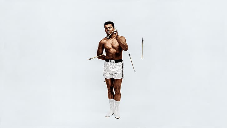 Muhammad Ali, Esquire, legend, boxing, arrows, 1968, simple background, HD wallpaper