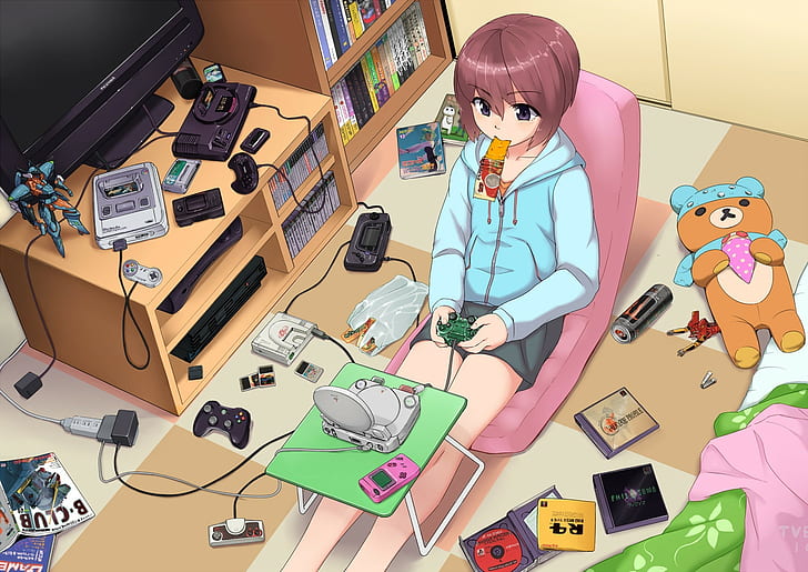 anime, Nintendo Entertainment System, Xbox 360, room, PlayStation 2