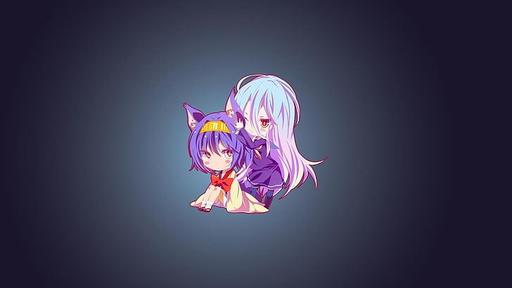 two white and purple haired female anime characters, No Game No Life, HD wallpaper