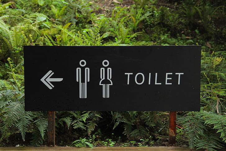 directions, gender, outdoors, sign, toilet sign, toilets, communication