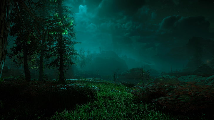 tree and green grass, video games, Horizon: Zero Dawn, digital art