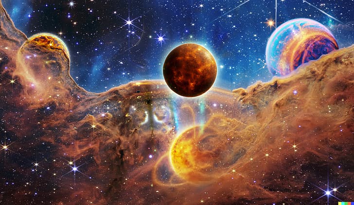 space, galaxy, James Webb Space Telescope, planet, nebula, AI art, HD wallpaper
