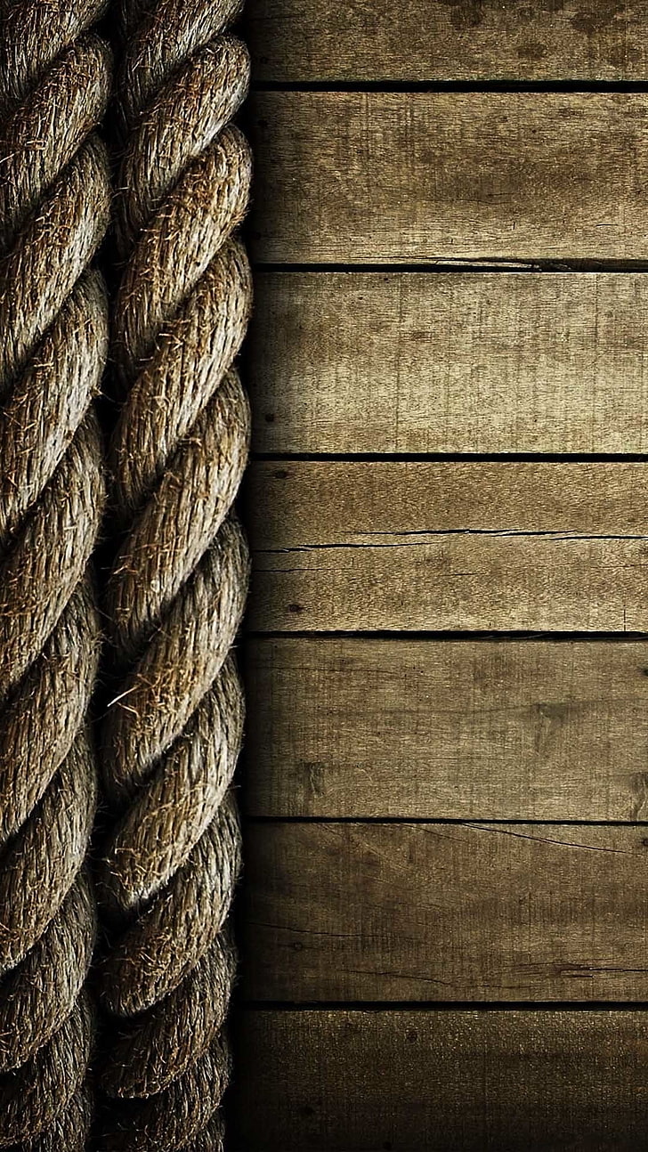 wooden surface, portrait display, minimalism, planks, ropes, HD wallpaper