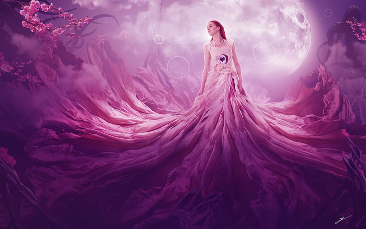 HD wallpaper: Pink fantasy girl High Quality Wallpaper, pink color, purple  | Wallpaper Flare