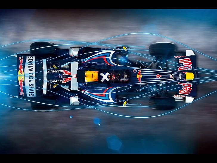 Blue light Red Bull F1 car