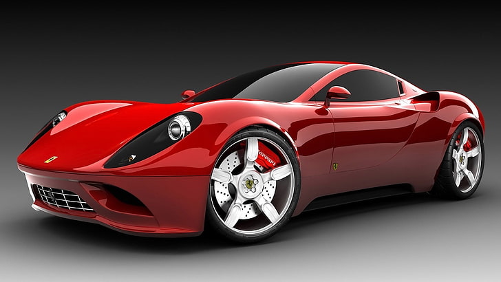 red and black car bed frame, red cars, Ferrari, vehicle, mode of transportation