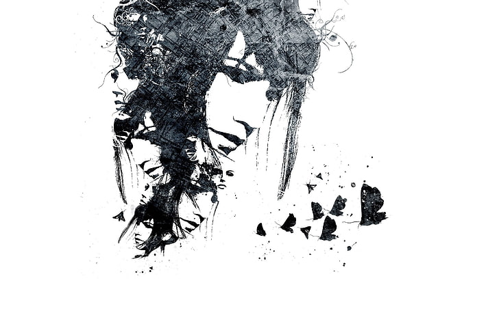 portrait sketch digital wallpaper, abstract, Alex Cherry, face
