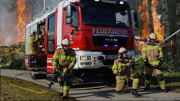 emergency, engine, feuerwehr, fire, firetruck, semi, vehicle, HD wallpaper