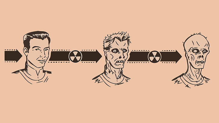man illustration, minimalism, radiation, humor, Fallout, pop Art