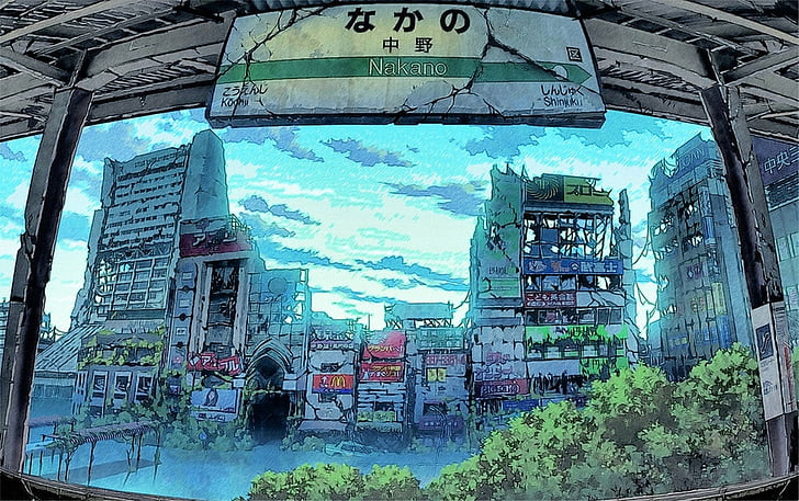 1082x1922px | free download | HD wallpaper: Sci Fi, Post Apocalyptic, Anime,  City, Ruin | Wallpaper Flare