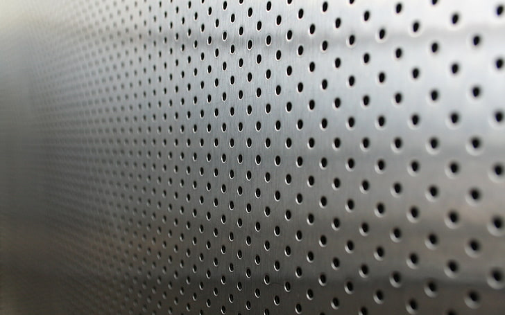 gray steel surface, metal, points, holes, silver, background, HD wallpaper