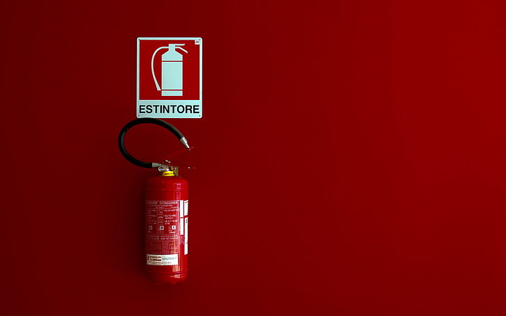red fire extinguisher, minimalism, Architecture, Red on Red, indoors