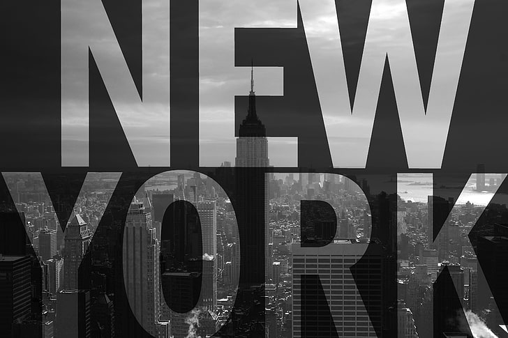 HD wallpaper: New York grayscale wallpaper, text, the city, skyscraper ...