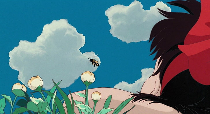 Studio Ghibli, anime, sky, cloud - sky, nature, plant, flower, HD wallpaper