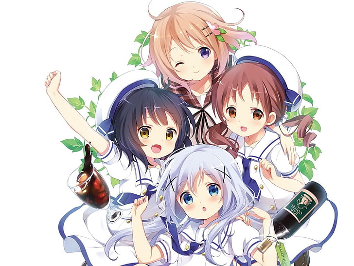 Gochuumon wa Usagi Desu ka?, anime girls, Kafuu Chino, Hoto Kokoa, HD wallpaper
