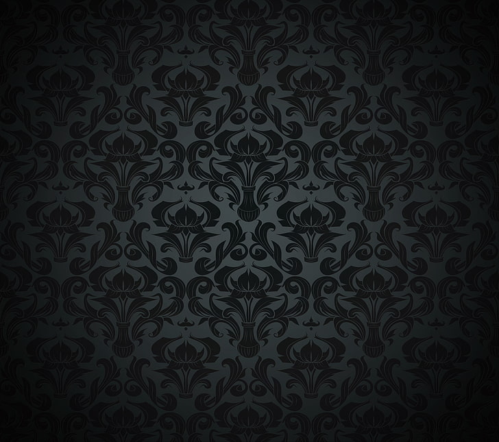 retro, pattern, vector, dark, black, ornament, vintage, texture, HD wallpaper