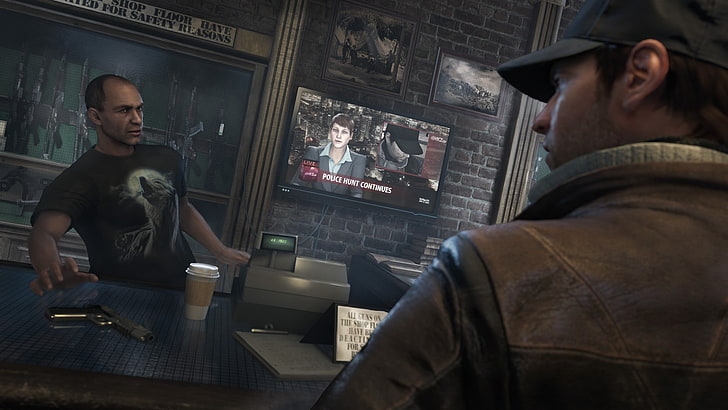 Watch_Dogs, people, sitting, indoors, communication, clothing