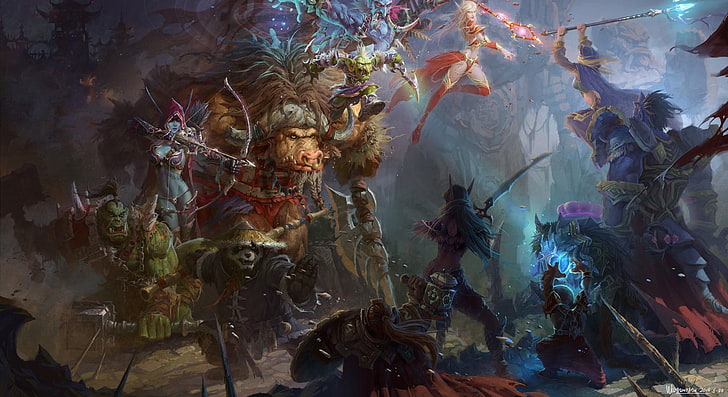 DOTA game illustration, weapons, art, Panda, World of Warcraft, HD wallpaper