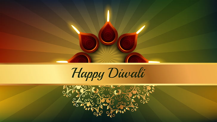 red tealights with happy diwali text overlay, Indian Festivals, HD wallpaper
