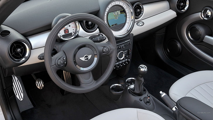 Mini Roadster, steering wheel, car interior, vehicle, mode of transportation, HD wallpaper