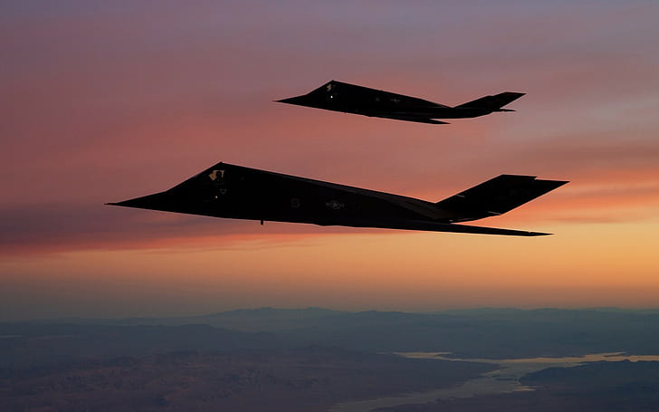 f 117 nighthawk aircraft stealth military aircraft sunset us air force strategic bomber