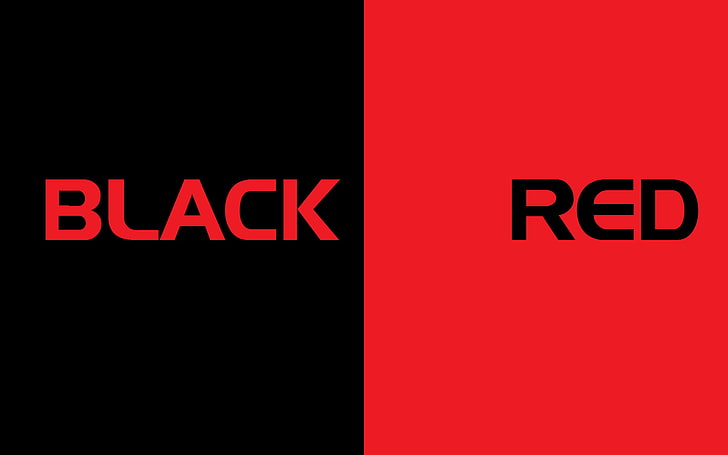 black, red, splitting, typography, minimalism, digital art, HD wallpaper