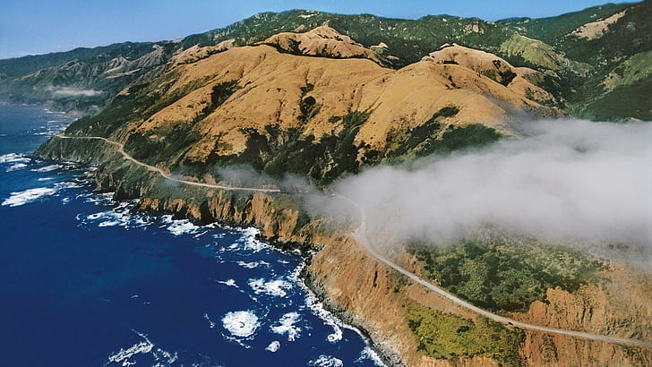 Beautiful Route 1 On California Coast, highway, clouds, nature and landscapes