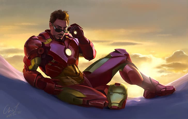 Iron Man, Iron Man 2, Tony Stark, glasses, fan art, artwork, HD wallpaper