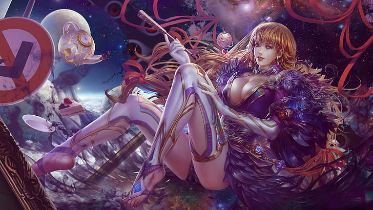 Beautiful fantasy girl magic, female anime character painting, HD wallpaper