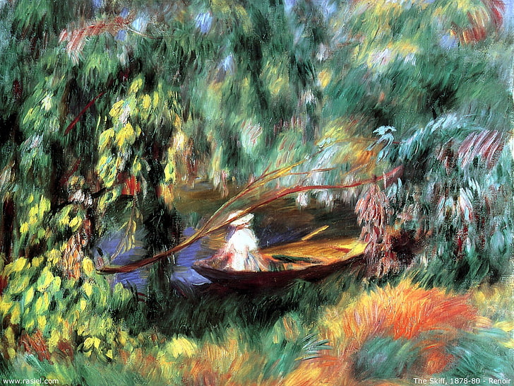 painting, Pierre-Auguste Renoir, boat, classic art, water, nature, HD wallpaper