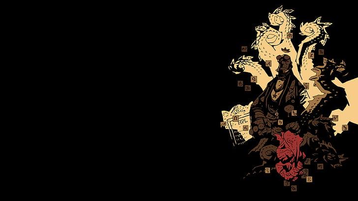 Hellboy Black HD, illustration of hell boy, cartoon/comic