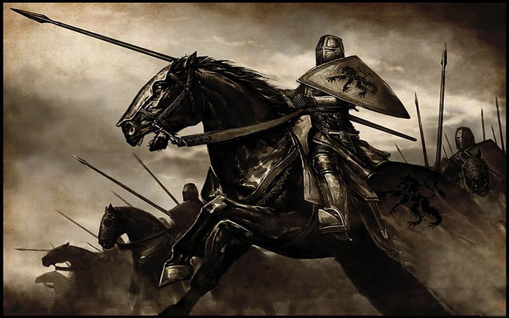 man riding horse sketcg, Mount and Blade, warrior, video games, HD wallpaper