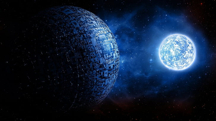 Digital Art, Sphere, Ball3D, Space, Universe, Planet, Stars, Glowing, Science Fiction