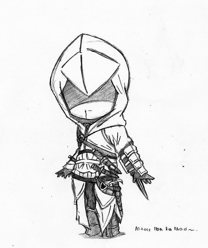 Assassin's creed chibi sketch, drawing, sport, single object