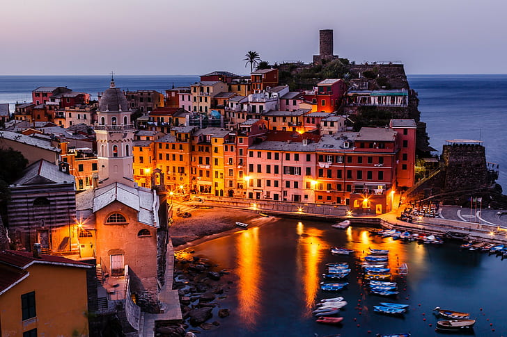 Gulf of Genoa, Vernazza, Liguria, Italy, Cinque Terre, the Gulf of Genoa coast, HD wallpaper