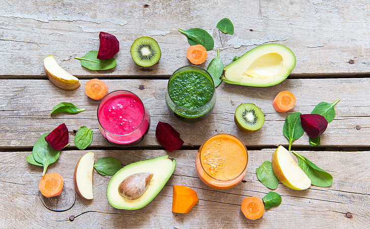 Avocado, kiwi (fruit), apples, drink, food and drink, healthy eating, HD wallpaper