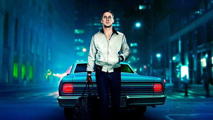Ryan Gosling, Driver, Movie, men's white zip-up jacket, actor