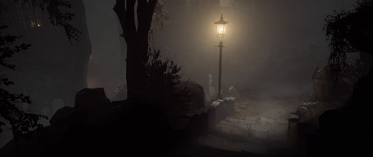 Vampyr, video game art, Gothic, dark, mist, London, city