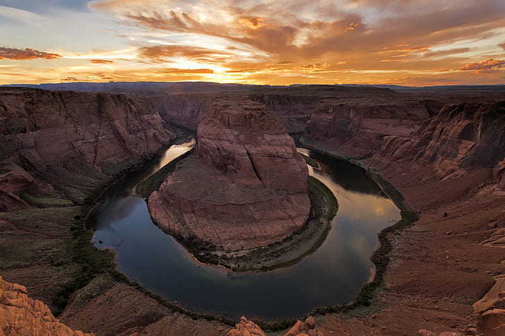 Canyon, the Colorado River, horseshoe bend arizona, sunrise, nature, HD wallpaper