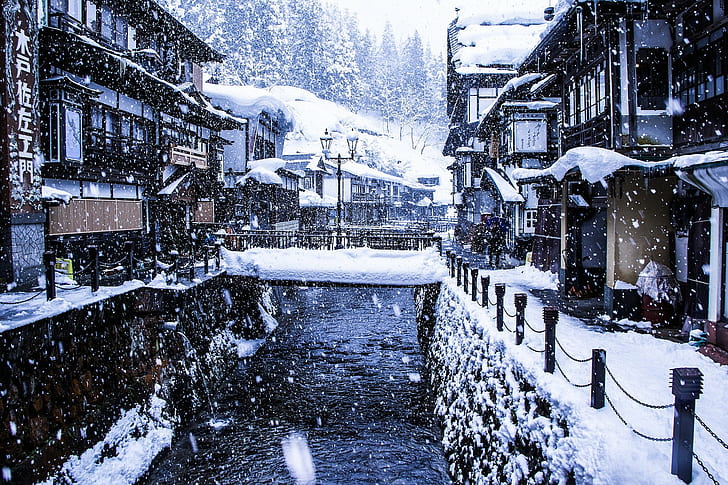 japanese japan cityscape building asia tokyo, snow, winter