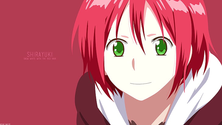 green eyes, redhead, Shirayuki, vector, anime, Akagami no Shirayukihime