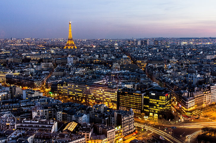 Eiffel Tower of Paris, France, night, long exposure, city, cityscape