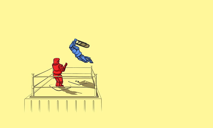 wrestling sketch, threadless, simple, humor, robot, minimalism